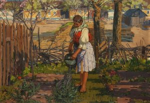Young Gardener by Antos Frolka Oil Painting