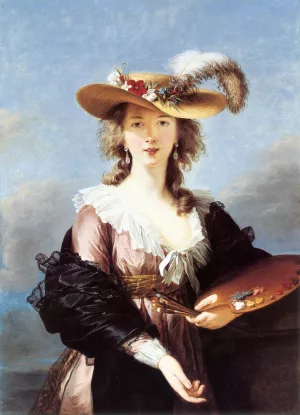 Self-Portrait in a Straw Hat by Elisabeth Vigee-Lebrun - Oil Painting Reproduction
