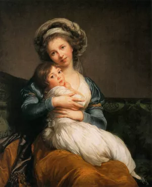 Self-Portrait with Her Daughter, Julie painting by Elisabeth Vigee-Lebrun