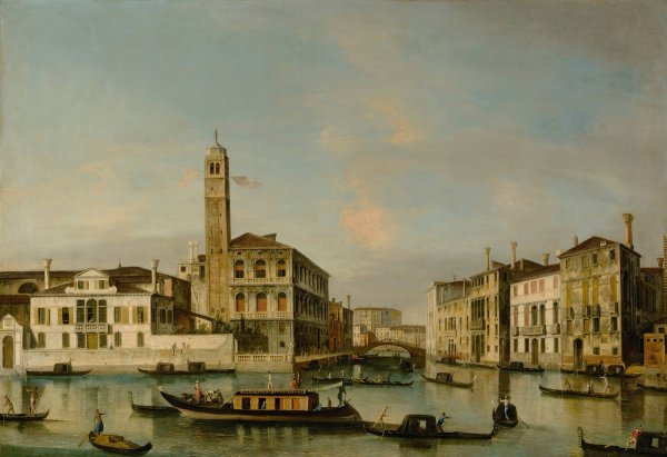 Venice, A View Of San Geremia And The Entrance To The Cannaregio by Apollonio Facchinetti - Hand-Painted Oil Painting Reproduction
