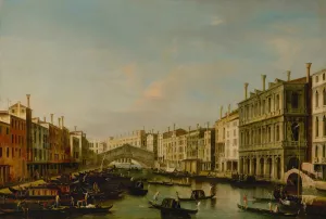 Venice, A View Of The Grand Canal Towards The Rialto Bridge Oil painting by Apollonio Facchinetti