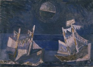 Blauwe Marine by Arie Van De Giessen Oil Painting