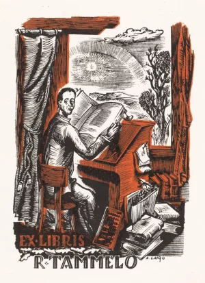Ex libris van R. Tammelo Oil painting by Arkadio Laigo