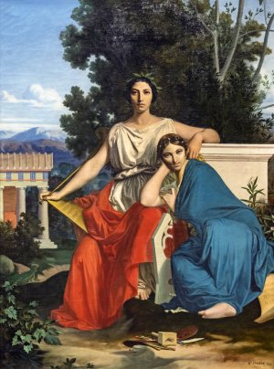 Poetry Of Glory And Poetry Of Love; The Two Muses by Armand Cambon Oil Painting