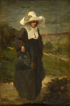 Soeur de charite arrosant des fleurs by Armand Gautier Oil Painting