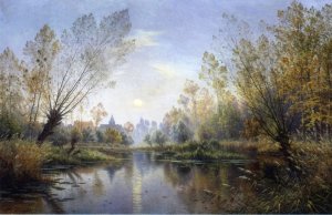 Autumn Evening also known as Moonrise over the Suippe by Armand Guery Oil Painting