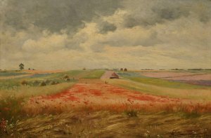Champ d'orge et de coquelicots a Pontgivart by Armand Guery Oil Painting