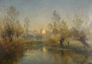 Riviere au soleil couchant by Armand Guery Oil Painting