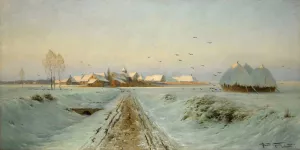Soir d'hiver. Bertricourt, environs de Reims Oil painting by Armand Guery