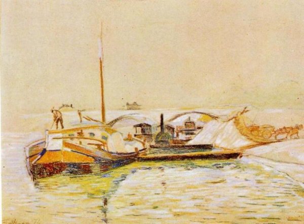 Main Product Photo of Barge Painting by Armand Guillaumin