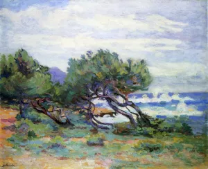 Le Pointe du Lou Gaou, Storm, Brisk Wiind Oil painting by Armand Guillaumin