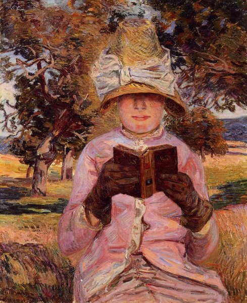 Madame Guillaumin Reading by Armand Guillaumin - Hand-Painted Oil Painting Reproduction