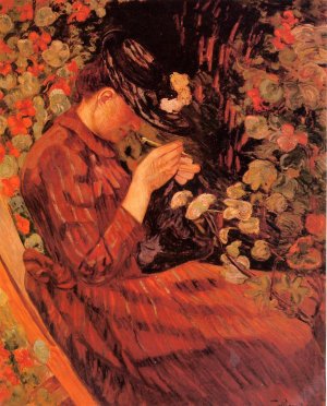 Madame Guillaumin Sitting in a Garden by Armand Guillaumin Oil Painting