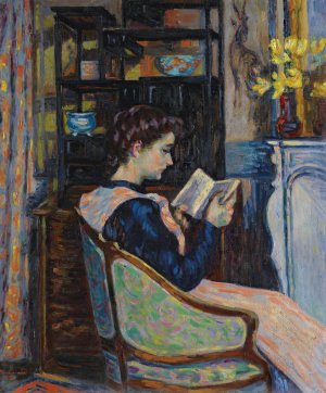 Mademoiselle Guillaumin Lisant Oil painting by Armand Guillaumin