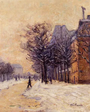 Passers-by in Paris in Winter by Armand Guillaumin - Oil Painting Reproduction