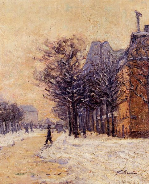 Passers-by in Paris in Winter by Armand Guillaumin - Hand-Painted Oil Painting Reproduction