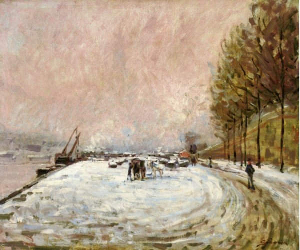Main Product Photo of Quai Saint Bernard in the Snow Painting by Armand Guillaumin