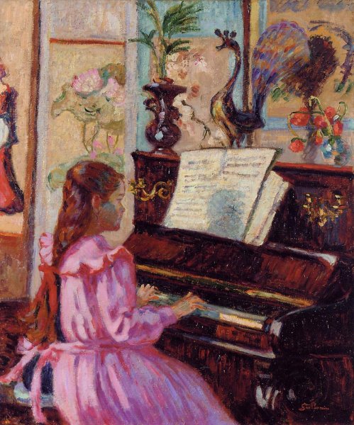 Young Girl at the Piano by Armand Guillaumin - Hand-Painted Oil Painting Reproduction