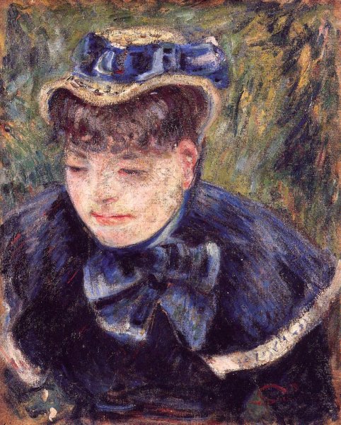 Young Woman with a Blue Cape and Scarf by Armand Guillaumin - Hand-Painted Oil Painting Reproduction