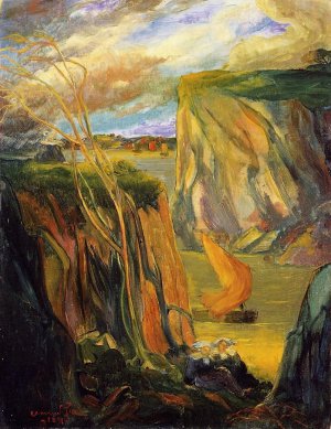 Breton Women by the Cliff by Armand Seguin Oil Painting