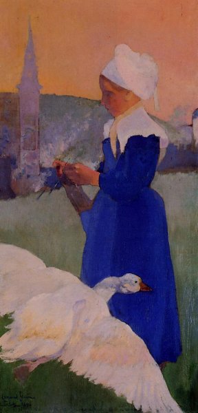 Main Product Photo of Gooseherd at Pont-Aven Painting by Armand Seguin