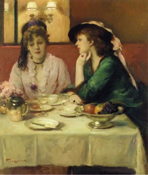 Confidences au Dejeuner by Armand Toussaint Oil Painting