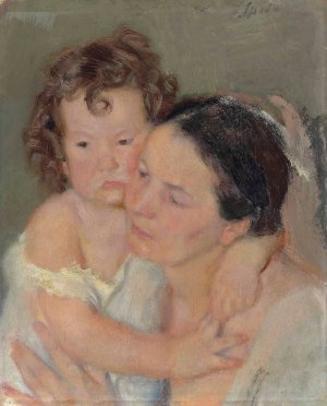 Mother and Child by Armando Spadini Oil Painting