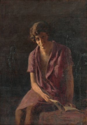 Girl With A Book by Armin Glatter Oil Painting