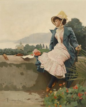 In Erwartung by Arnaldo Ferraguti Oil Painting