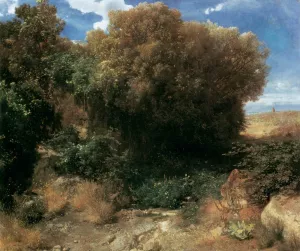 Campagna Landscape by Arnold Boecklin - Oil Painting Reproduction