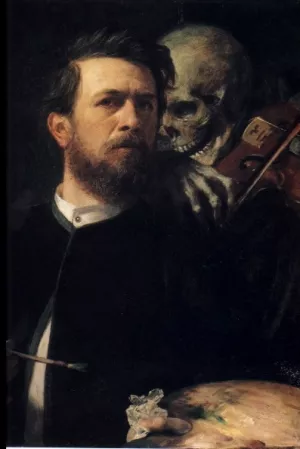 Self Portrait with Death Oil painting by Arnold Boecklin