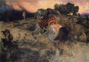 Astolf Riding Away with the Head of Orill by Arnold Bocklin Oil Painting