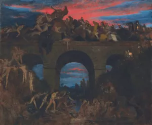 Battle On The Bridge by Arnold Bocklin Oil Painting
