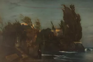 Fiesole Villa by the sea by Arnold Bocklin Oil Painting
