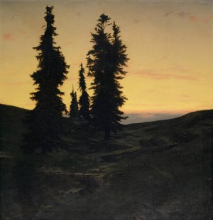 Fir Trees by Arnold Bocklin Oil Painting