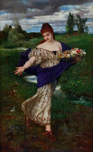 Flora, scattering flowers by Arnold Bocklin Oil Painting