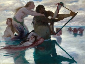 In The Sea by Arnold Bocklin Oil Painting