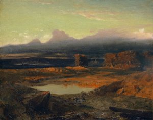 Landscape At Sunset, 1849 by Arnold Bocklin Oil Painting