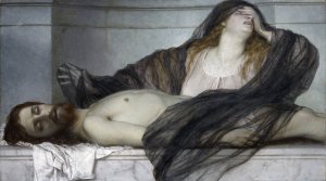 Magdalene Grieving over the Body of Christ by Arnold Bocklin Oil Painting
