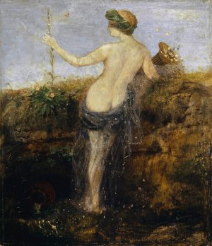 Nymphe with Horn of Plenty by Arnold Bocklin Oil Painting