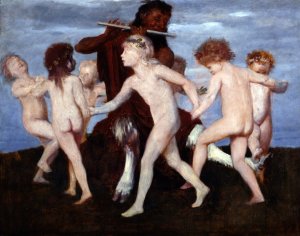 Pan Dancing with Children by Arnold Bocklin Oil Painting