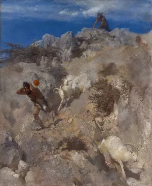 Pan Frightening A Shepherd by Arnold Bocklin Pan Frightening A Shepherd Oil painting by Arnold Bocklin