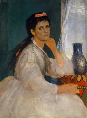 Portrait of Clara BOcklin, Eldest Daughter of the Artist by Arnold Bocklin Oil Painting