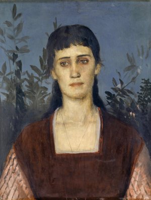 Portrait of Clara Bruckmann-BOcklin, Eldest Daughter of the Artist by Arnold Bocklin Oil Painting
