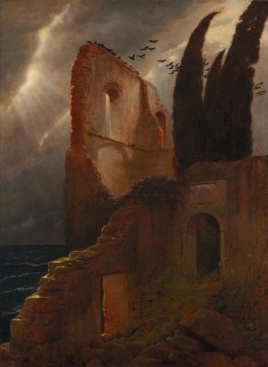 Ruin by the Sea by Arnold Bocklin Oil Painting