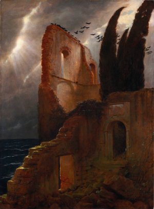 Ruin by the Sea by Arnold Bocklin Oil Painting