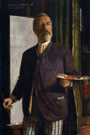 Self-Portrait in the Studio by Arnold Bocklin Oil Painting