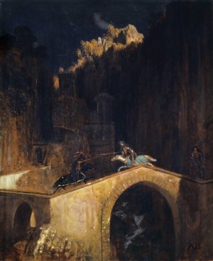 The Fight on the Bridge by Arnold Bocklin Oil Painting