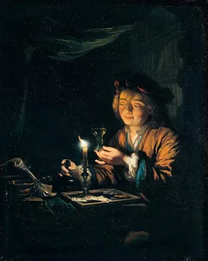 A Young Man Seated at a Table by Arnold Boonen Oil Painting