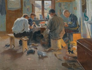 The Shoemakers by Arnold Borisovich Lakhovsky Oil Painting